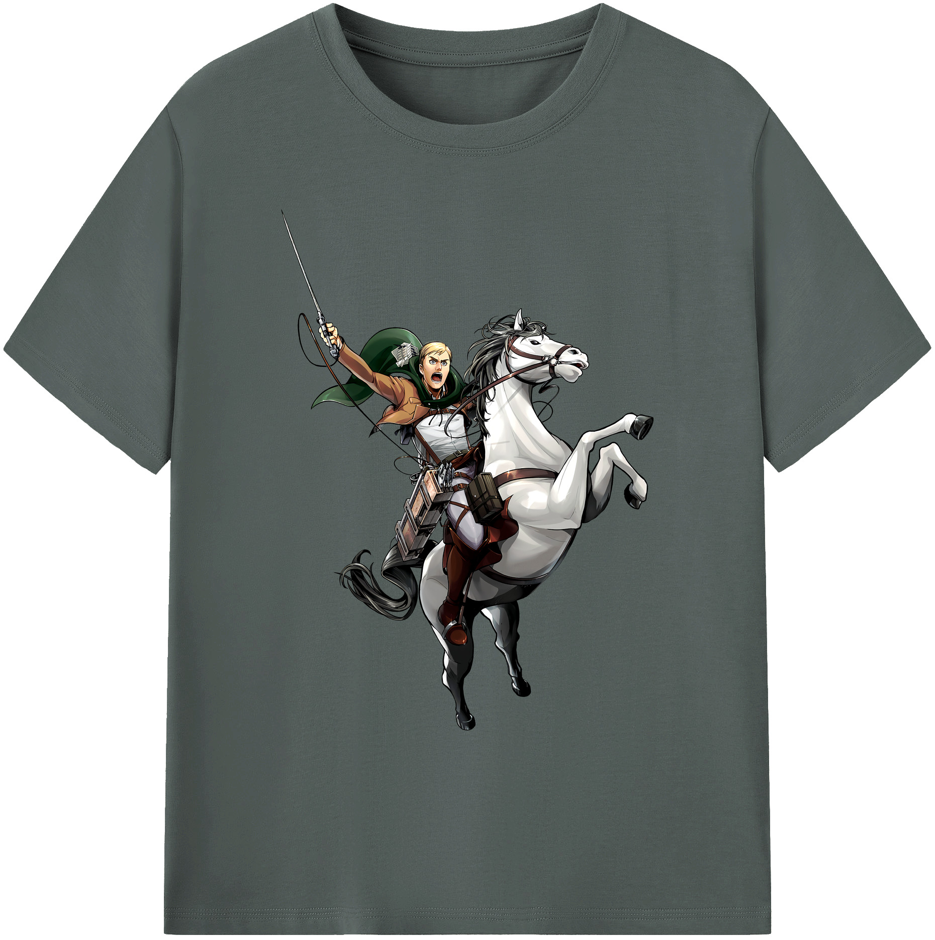 （画像用） 進撃の巨人 エルヴィン・スミス Attack on Titan Erwin Smith 綿100％ メンズ半袖Tシャツ｜肌触りやわらか＆通気性